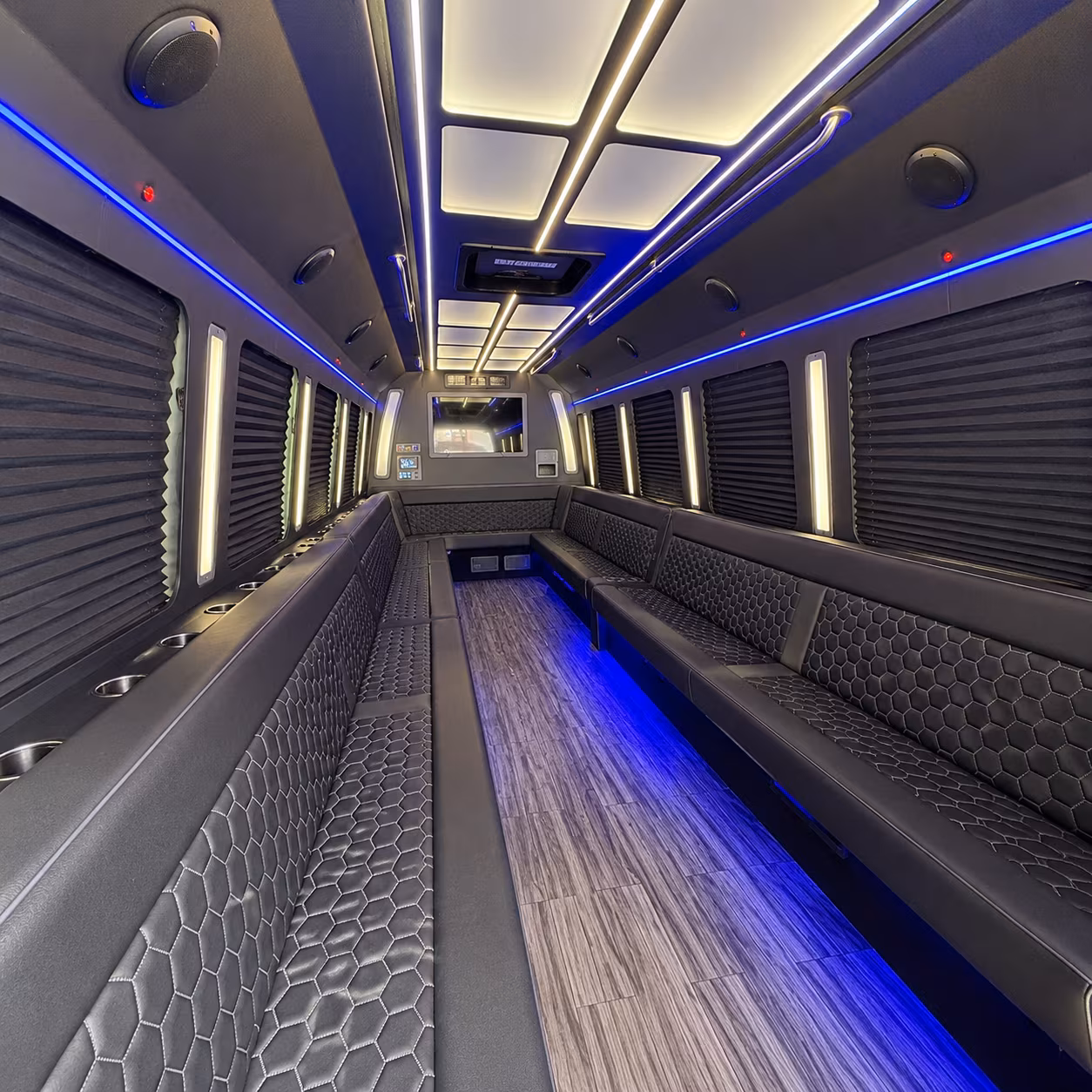 howell 30 passenger party bus interior