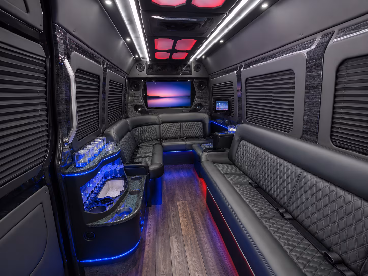 howell 50 passenger party bus interior